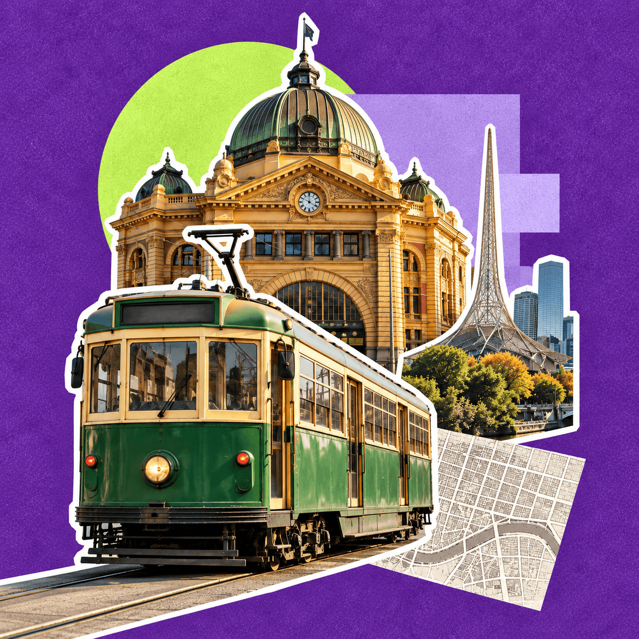 Melbourne tram and city landmarks